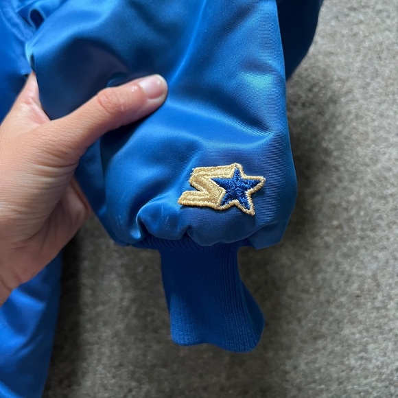 VTG 90s NFL NY Giants STARTER Quilted Snap Close Bomber Jacket Large Made In USA - Picture 6 of 16